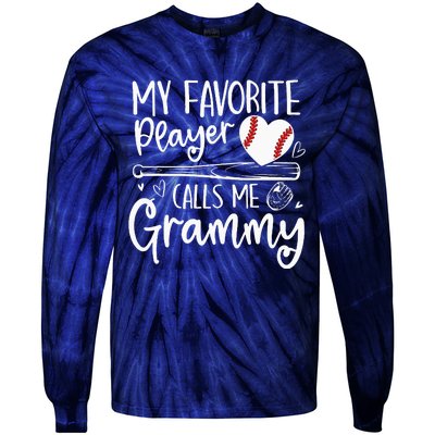 Baseball My Favorite Player Calls Me Grammy Heart Mother Tie-Dye Long Sleeve Shirt