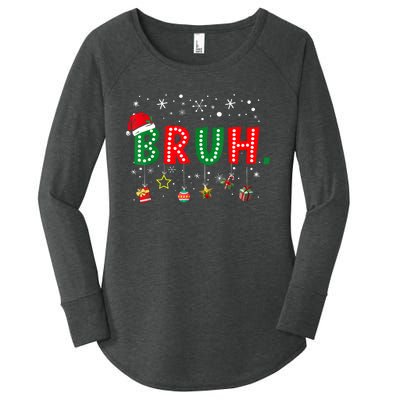 Bruh Meme Funny Christmas Saying Bro Greeting Teens Boy Women's Perfect Tri Tunic Long Sleeve Shirt