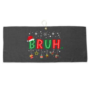 Bruh Meme Funny Christmas Saying Bro Greeting Teens Boy Large Microfiber Waffle Golf Towel