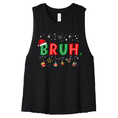 Bruh Meme Funny Christmas Saying Bro Greeting Teens Boy Women's Racerback Cropped Tank