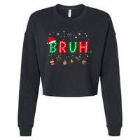 Bruh Meme Funny Christmas Saying Bro Greeting Teens Boy Cropped Pullover Crew