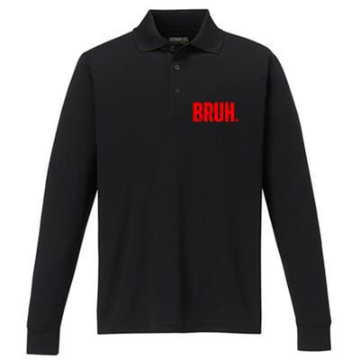 Bruh Meme Funny Saying Brother Greeting Teens Funny Gift Performance Long Sleeve Polo