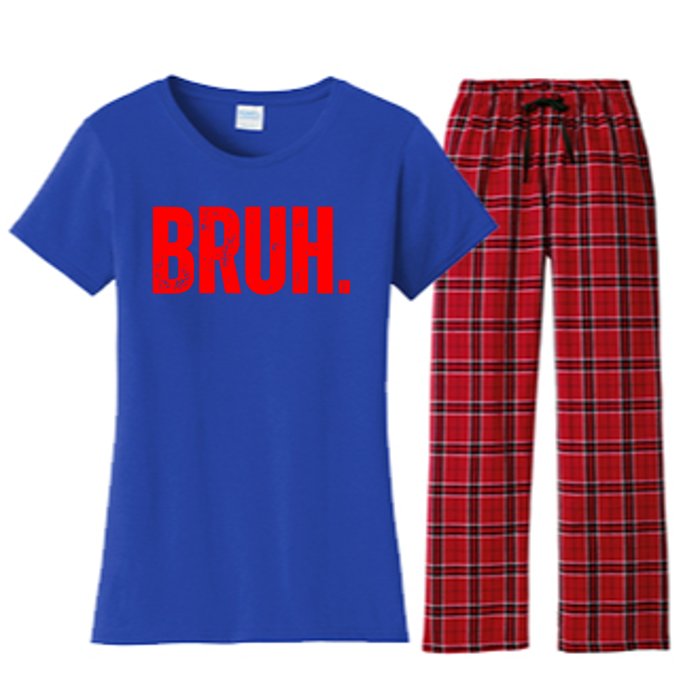 Bruh Meme Funny Saying Brother Greeting Teens Funny Gift Women's Flannel Pajama Set