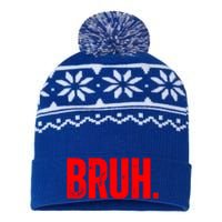 Bruh Meme Funny Saying Brother Greeting Teens Funny Gift USA-Made Snowflake Beanie