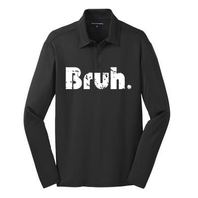 Bruh Meme Funny Saying Brother Greeting Teens Gift Silk Touch Performance Long Sleeve Polo