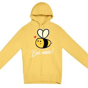 Bee Mine For Couples Heart Lovee Valentines Day Gift Premium Pullover Hoodie