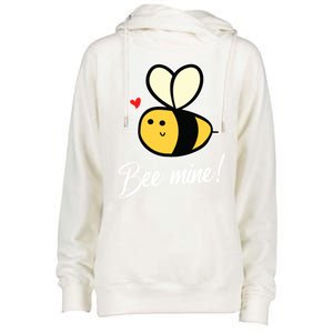 Bee Mine For Couples Heart Lovee Valentines Day Gift Womens Funnel Neck Pullover Hood