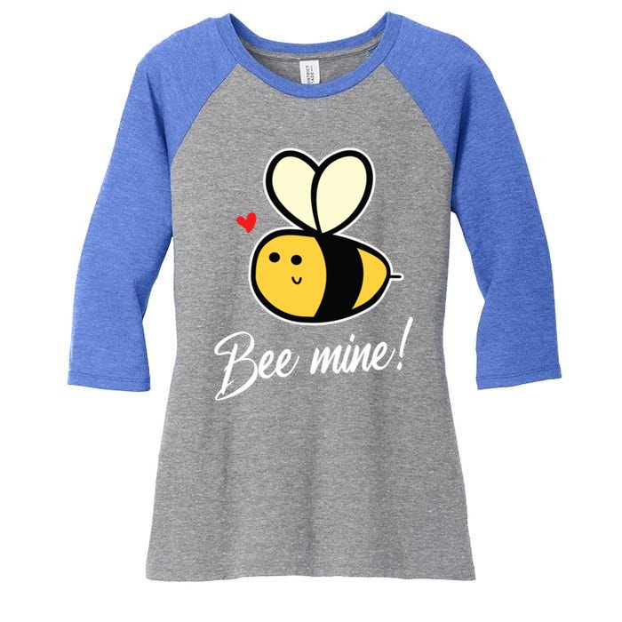 Bee Mine For Couples Heart Lovee Valentines Day Gift Women's Tri-Blend 3/4-Sleeve Raglan Shirt