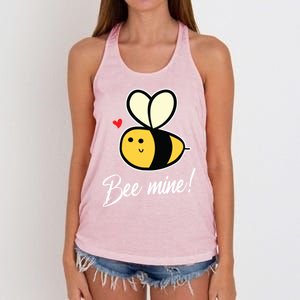 Bee Mine For Couples Heart Lovee Valentines Day Gift Women's Knotted Racerback Tank