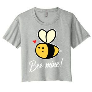 Bee Mine For Couples Heart Lovee Valentines Day Gift Women's Crop Top Tee