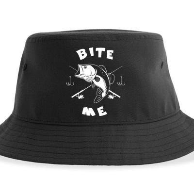 Bite Me Fishing Hook Fisherman Fishing Lovers Fans Legends Sustainable Bucket Hat