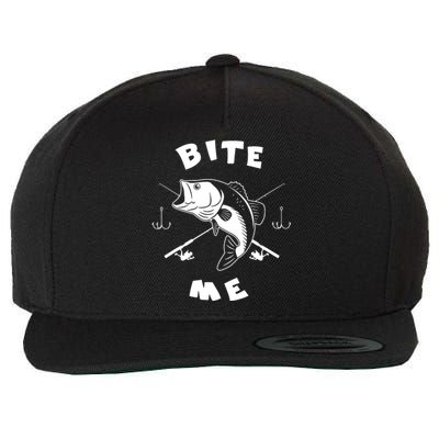 Bite Me Fishing Hook Fisherman Fishing Lovers Fans Legends Wool Snapback Cap