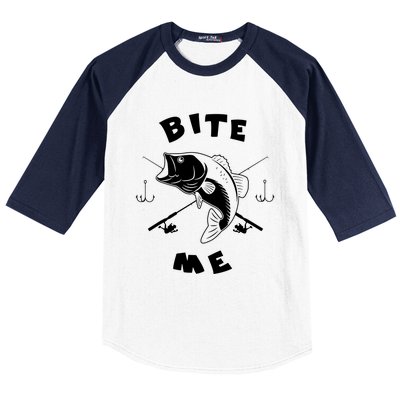 Bite Me Fishing Hook Fisherman Fishing Lovers Fans Legends Baseball Sleeve Shirt