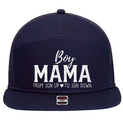 Boy Mama From Son Upto Son Down Funny MotherS Day Fun Mom 7 Panel Mesh Trucker Snapback Hat