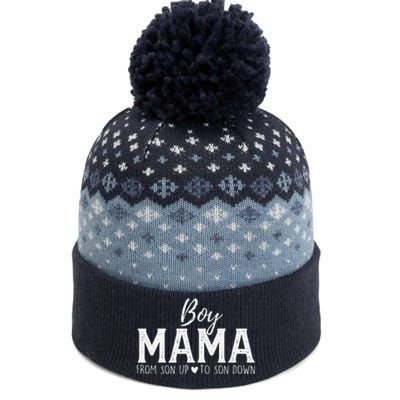 Boy Mama From Son Upto Son Down Funny MotherS Day Fun Mom The Baniff Cuffed Pom Beanie