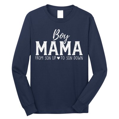 Boy Mama From Son Upto Son Down Funny MotherS Day Fun Mom Long Sleeve Shirt