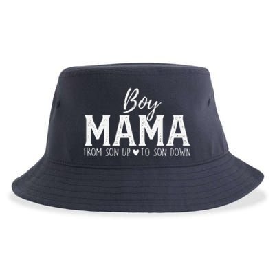 Boy Mama From Son Upto Son Down Funny MotherS Day Fun Mom Sustainable Bucket Hat