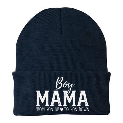 Boy Mama From Son Upto Son Down Funny MotherS Day Fun Mom Knit Cap Winter Beanie