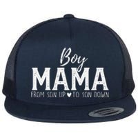 Boy Mama From Son Upto Son Down Funny MotherS Day Fun Mom Flat Bill Trucker Hat