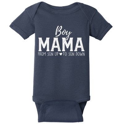 Boy Mama From Son Upto Son Down Funny MotherS Day Fun Mom Baby Bodysuit