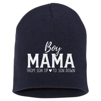 Boy Mama From Son Upto Son Down Funny MotherS Day Fun Mom Short Acrylic Beanie