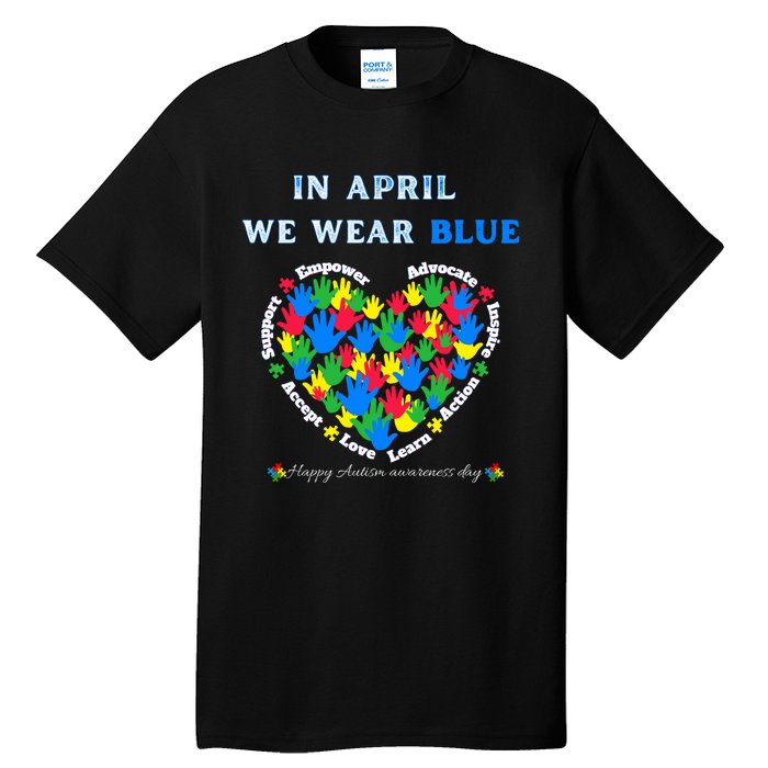 Blue Matching Family Puzzle Heart Support Autism Awareness Tall T-Shirt