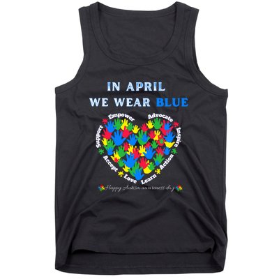 Blue Matching Family Puzzle Heart Support Autism Awareness Tank Top