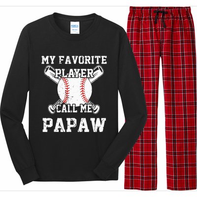 Baseball My Favorite Player Calls Me Papaw Long Sleeve Pajama Set