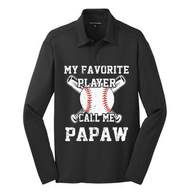 Baseball My Favorite Player Calls Me Papaw Silk Touch Performance Long Sleeve Polo