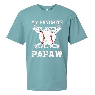 Baseball My Favorite Player Calls Me Papaw Sueded Cloud Jersey T-Shirt