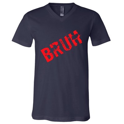 Bruh Meme Funny Saying Brother Greeting Teens Boy V-Neck T-Shirt