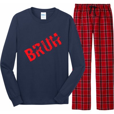 Bruh Meme Funny Saying Brother Greeting Teens Boy Long Sleeve Pajama Set