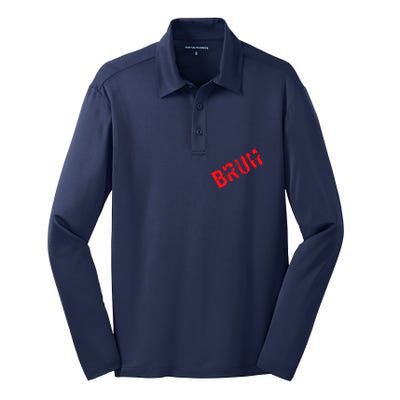 Bruh Meme Funny Saying Brother Greeting Teens Boy Silk Touch Performance Long Sleeve Polo