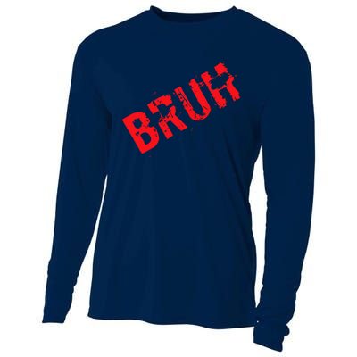 Bruh Meme Funny Saying Brother Greeting Teens Boy Cooling Performance Long Sleeve Crew