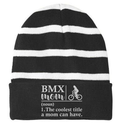 BMX Mom Funny Definition Gift Cycling Striped Beanie with Solid Band