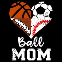 Ball Mom Funny Soccer Football Baseball Basketball Heart 16 in Basic Backpack