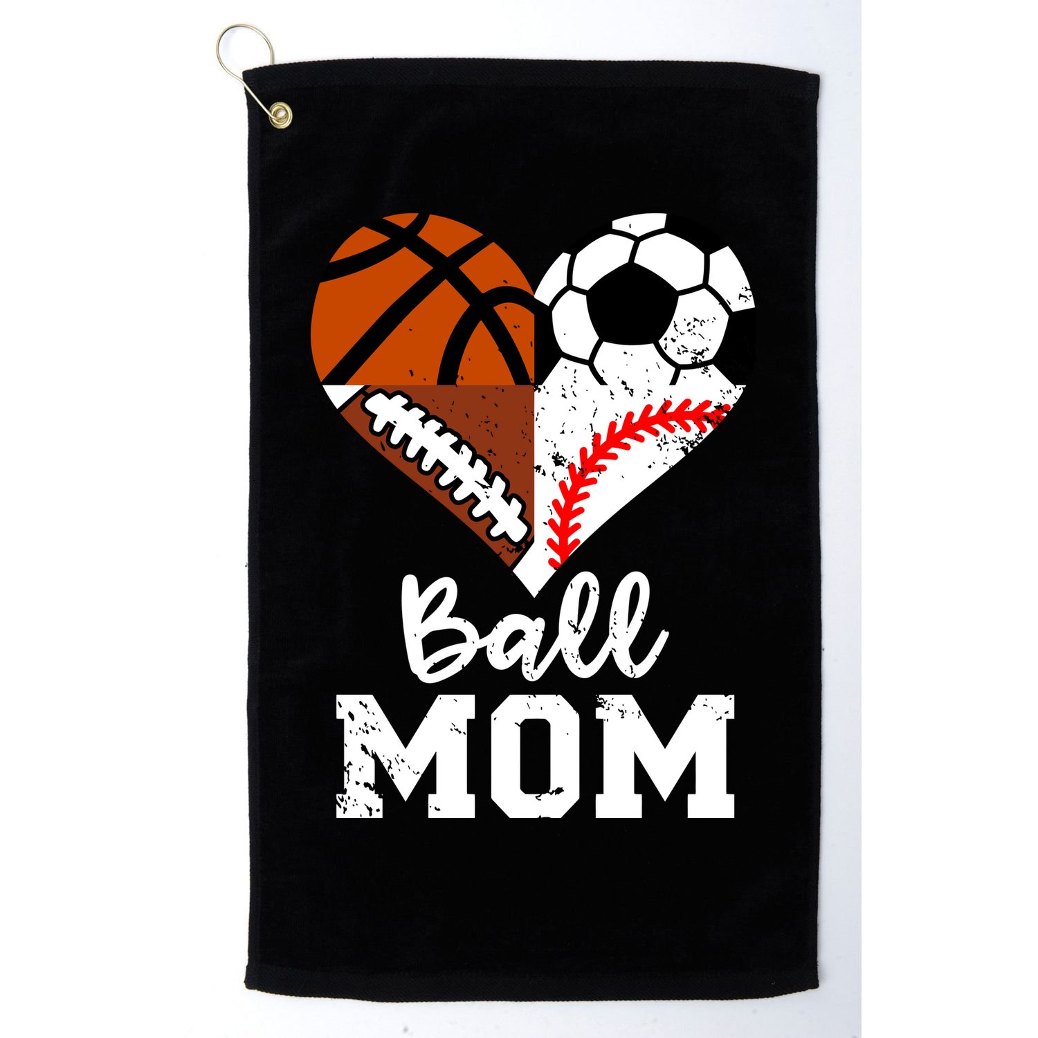 Ball Mom Funny Soccer Football Baseball Basketball Heart Golf Towel