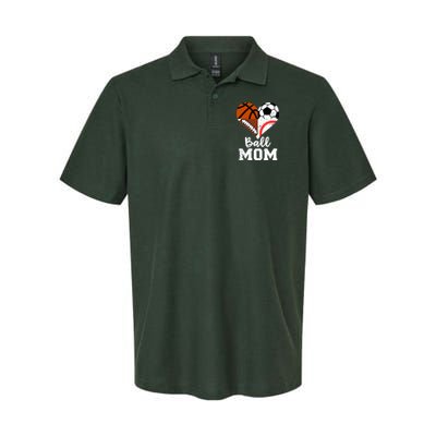 Ball Mom Funny Soccer Football Baseball Basketball Heart Polo