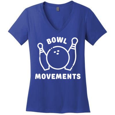 Bowl Movements Funny Bowling Team Women's V-Neck T-Shirt