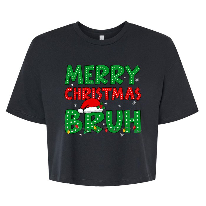 Bruh Meme Funny Saying Bro Greeting Teens Christmas Bella+Canvas Jersey Crop Tee