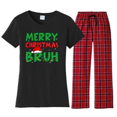 Bruh Meme Funny Saying Bro Greeting Teens Christmas Women's Flannel Pajama Set