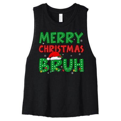 Bruh Meme Funny Saying Bro Greeting Teens Christmas Women's Racerback Cropped Tank