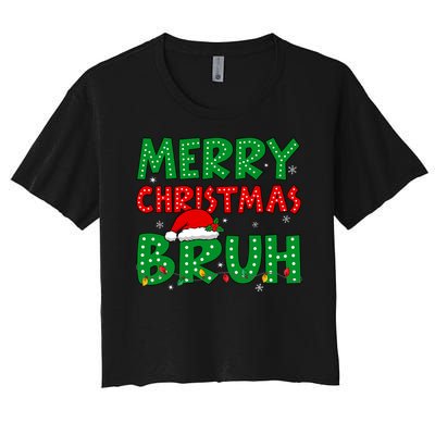 Bruh Meme Funny Saying Bro Greeting Teens Christmas Women's Crop Top Tee