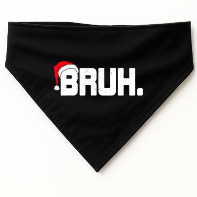 Bruh Meme Funny Christmas Holiday Teens Gifts Santa Hat USA-Made Doggie Bandana