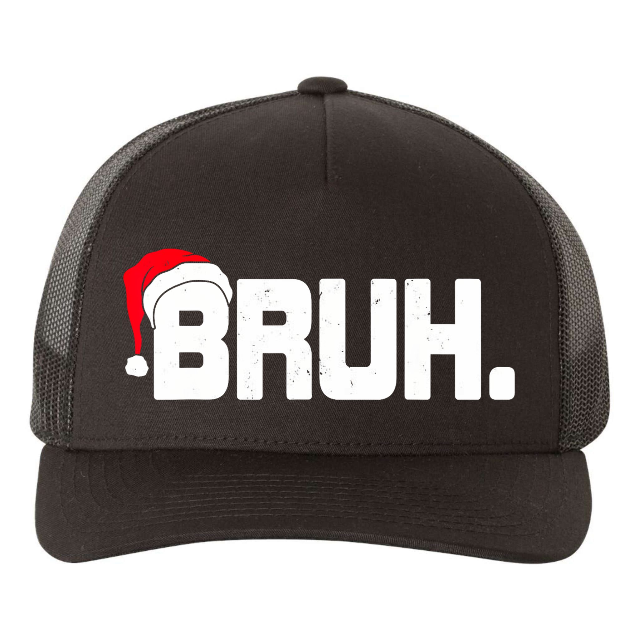 Bruh Meme Funny Christmas Holiday Teens Gifts Santa Hat Yupoong Adult 5-Panel Trucker Hat