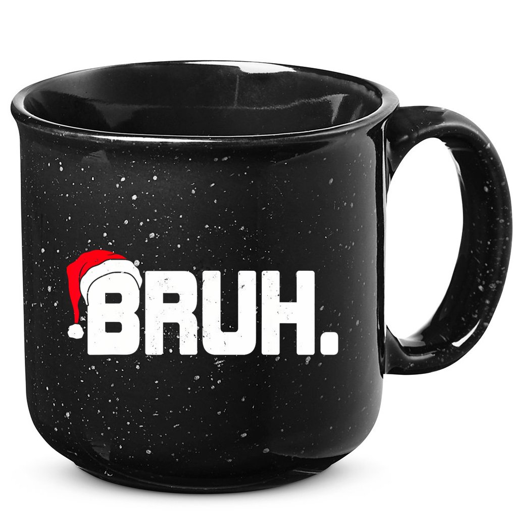 Bruh Meme Funny Christmas Holiday Teens Gifts Santa Hat 15oz Campfire Ceramic Mug