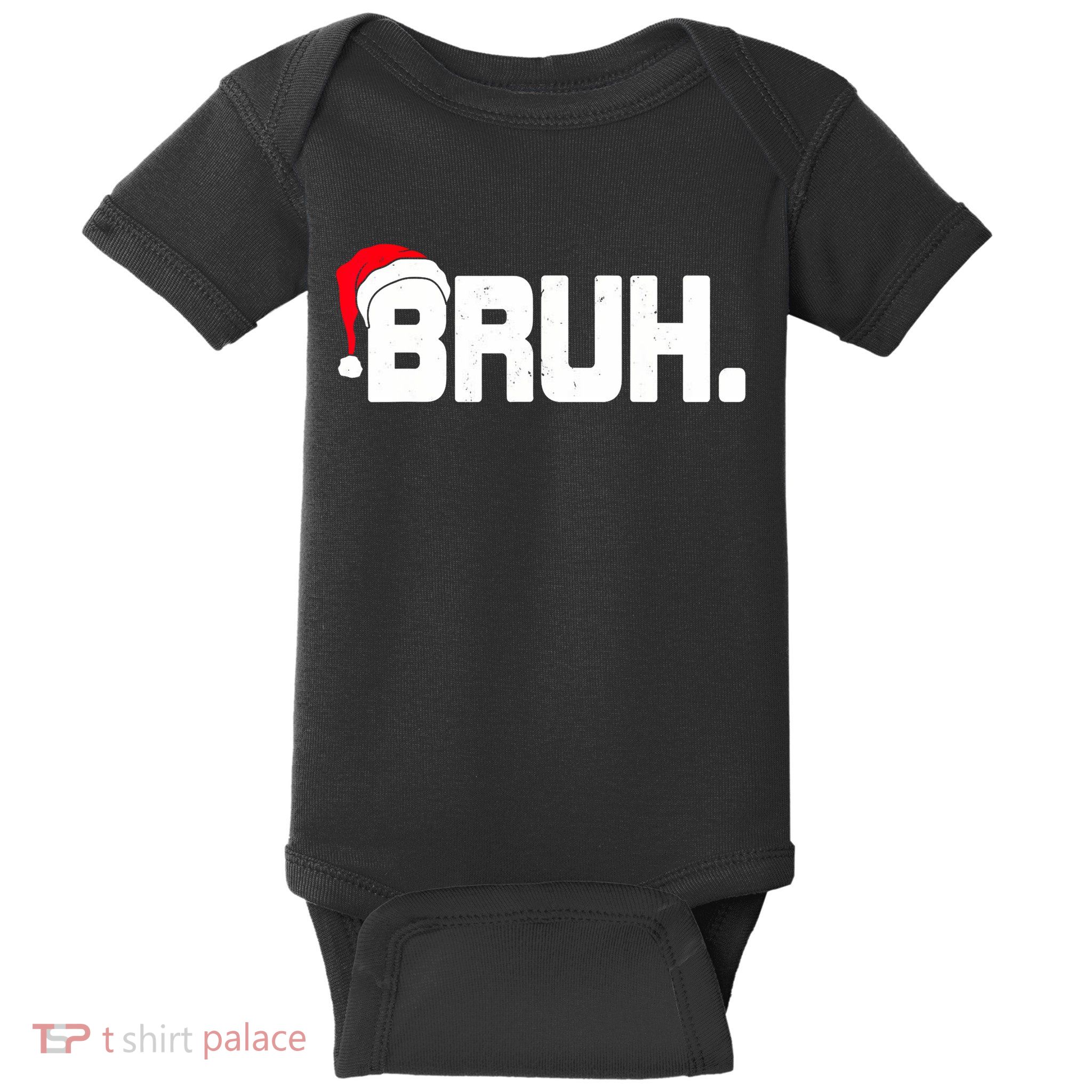 Bruh Meme Funny Christmas Holiday Teens Gifts Santa Hat Baby Bodysuit