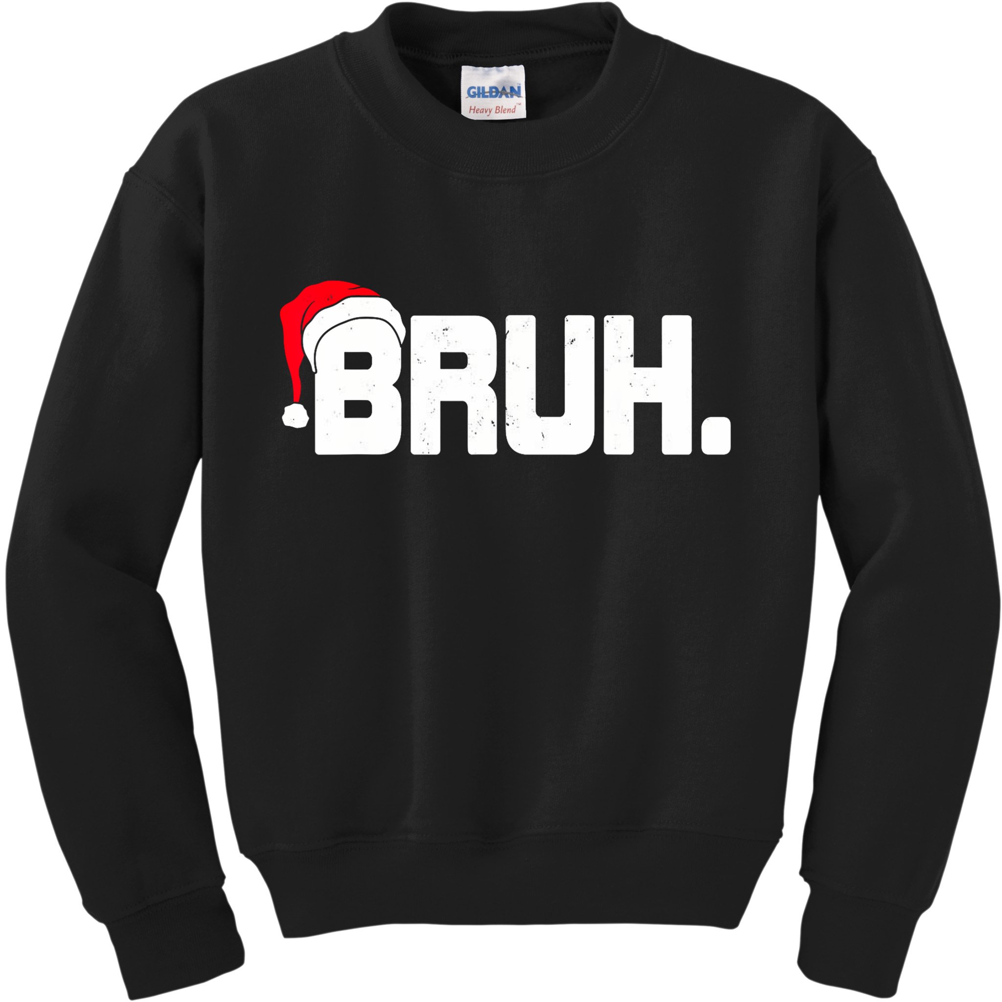 Bruh Meme Funny Christmas Holiday Teens Gifts Santa Hat Kids Sweatshirt