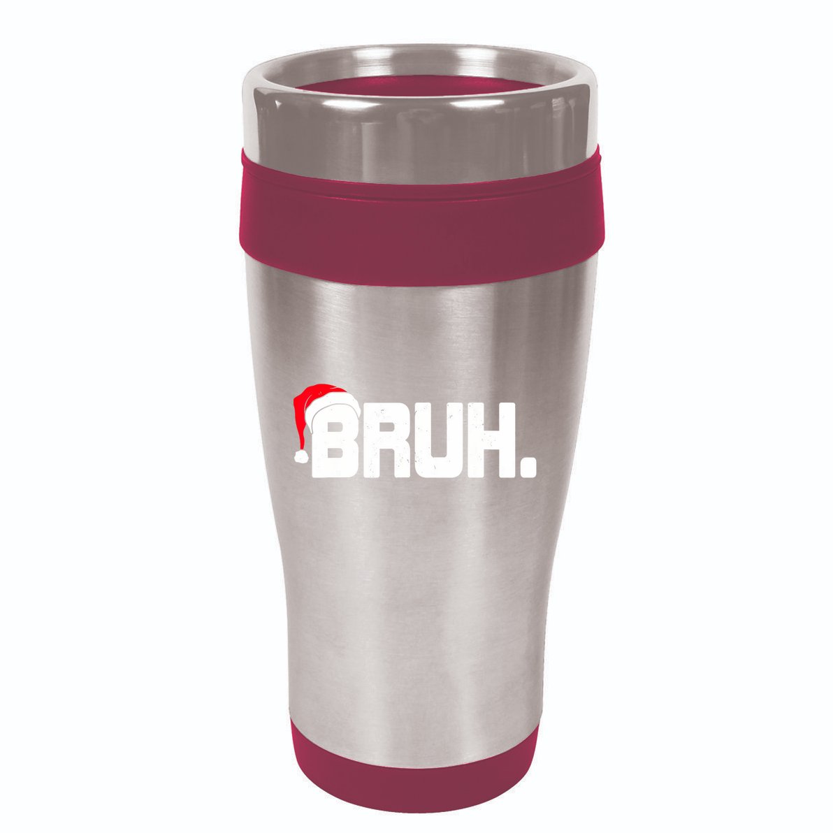 Bruh Meme Funny Christmas Holiday Teens Gifts Santa Hat 16oz Travel Tumbler