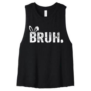 Bruh Meme Funny Saying Bro Greeting Easter Day Women's Racerback Cropped Tank